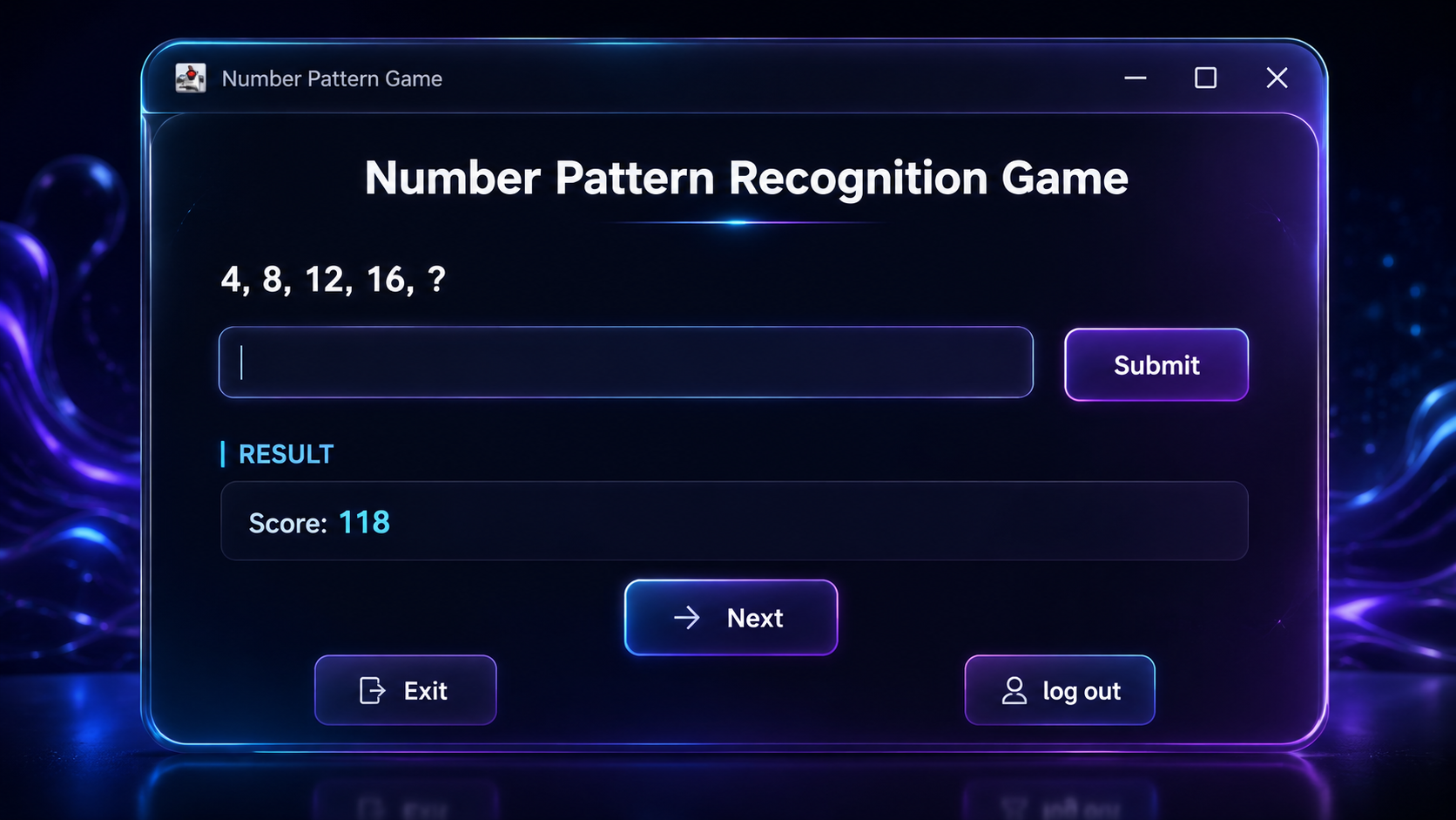 Number Pattern Game Java application